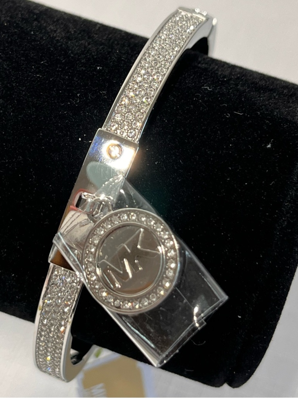 Michael Kors Stainless Steel & Pavé Crystal MK Logo Bangle Bracelet
NEW $155 USD